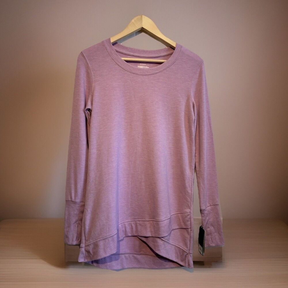 Tek Gear DryTek Long Sleeve Tunic Top XS Purple Layered Hem Activewear Lounge